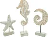 Holz Skulptur 3er Set - Seepferd, Muschel und Seesternchen Produktbild-Vorschau 2