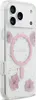 A clear, studio shot of a phone case with pink flowers and glitter. Podgląd zdjęcia produktu