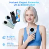 A woman holding a smartphone, with other phones displayed in the background. Produktbild-Vorschau