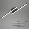 A black LED ceiling light with two angled light bars, shown against a plain gray background. A technical drawing with dimensions is shown below the light. Produktbild-Vorschau