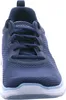 A close-up, front-facing view of a blue Skechers shoe against a white background. Voir les images du produit