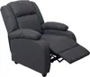 A dark gray recliner chair is shown from a side-angle with the footrest extended. Produktbild-Vorschau