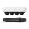 A security camera system with four dome cameras and a black NVR unit. Produktbild-Vorschau