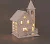 Dřevěný kostelík bílý s LED 13x8 cm Náhled obrázku produktu 2