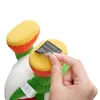 A hand is peeling a label off the foot of a knitted toy. Produktbild-Vorschau