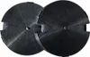 Two black circular charcoal filters are shown overlapping on a white background. Produktbild-Vorschau