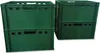 Two stacks of green plastic crates against a white background. Produktbild-Vorschau
