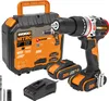 A cordless hammer drill kit with accessories and a carrying case, presented on a white background. Anteprima dell’immagine prodotto