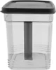 A clear, studio shot of a transparent food storage container with a black lid and a gray internal divider. Anteprima dell’immagine prodotto