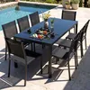 Gartentisch-Set mit 8 Stühlen und schwarzer Glasplatte - Produktbild-Vorschau 1