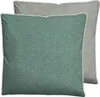 Two pillows, one teal and one gray, are shown overlapping. Produktbild-Vorschau