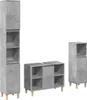 vidaXL 3-tlg. Badmöbel-Set Betongrau Holzwerkstoff Produktbild-Vorschau 1