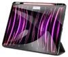 A tablet case with a stylus holder, displaying a vibrant, abstract screen saver. Produktbild-Vorschau
