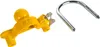 A yellow hitch lock and a silver U-shaped pin are displayed against a white background. Produktbild-Vorschau