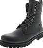 A black leather boot with black and white laces. Produktbild-Vorschau