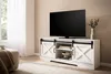 A modern living room with a white TV stand and a large flat-screen TV. Náhľad obrázku produktu