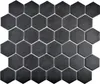Mosaikfliese Keramik Hexagon schwarz unglasiert Produktbild-Vorschau 1