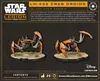 A product information card for Star Wars Legion LM-432 Crab Droids, featuring images of the miniatures and descriptive text. Produktbild-Vorschau