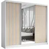 A sliding door wardrobe with a mirrored section reflecting a bedroom interior. Produktbild-Vorschau