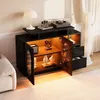 OKWISH Buffet - Vitrine avec LED et Portes Vitrées, Meuble Voir les images du produit 1