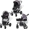 vidaXL Kočárek 3 v 1 Aluminium Grey and Black Náhled obrázku produktu 1