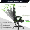 A gaming chair with adjustable features highlighted with text and graphics. Produktbild-Vorschau