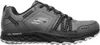 Side view of a single gray and black Skechers all-terrain hiking shoe. Voir les images du produit