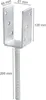 A metal U-shaped post anchor with dimensions indicated by text overlays. Náhled obrázku produktu