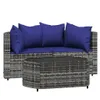 vidaXL 3-tlg. Garten-Lounge-Set mit Kissen Grau Poly Rattan Produktbild-Vorschau 1