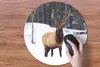 MuchoWow® Mauspad Mousepad Rotwild - Schnee - Winter 50x50 Produktbild-Vorschau 3