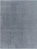 A close-up, top-down view of a gray rug with a geometric pattern. Produktbild-Vorschau