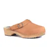 Damen Holzclogs aus Nubukleder Cognac – Bequeme Produktbild-Vorschau 2