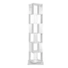A tall, white, rotating bookshelf with six cubic shelves, shown against a white background. Produktbild-Vorschau