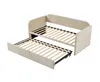 A beige daybed with a pull-out trundle bed, both shown with their wooden slat bases. Anteprima dell’immagine prodotto