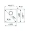 Technical drawing of a sink with dimensions and radii indicated. Produktbild-Vorschau