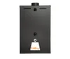 The back view of a black heating appliance with a weight indicator overlay. Produktbild-Vorschau