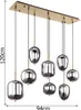 Globo Lighting závěsné svítidlo kovové mosazné barvy, 8x Náhled obrázku produktu 3