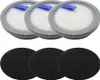 A set of vacuum cleaner filters, with three round HEPA-style filters on top and three black foam filters on the bottom. Produktbild-Vorschau