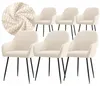 6er Set Stuhlhusse - Creme - für Schalenstuhl mit Armlehne Produktbild-Vorschau 1