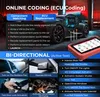 A collage of images showcasing the features and capabilities of a car diagnostic tool, with a car and the tool prominently displayed. Produktbild-Vorschau