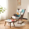 A patchwork rocking chair with a matching ottoman in a living room setting. Podgląd zdjęcia produktu