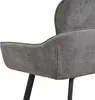 A close-up view of a gray upholstered chair armrest and part of the backrest, with black legs visible at the bottom. Produktbild-Vorschau