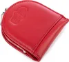 A red leather coin purse with a clasp closure and embossed detail. Podgląd zdjęcia produktu