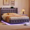 Letto imbottito a LED ProximaX 160x200 cm, velluto grigio Anteprima dell’immagine prodotto 2