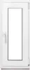A white PVC window with a clear glass pane, shown from the front. Produktbild-Vorschau