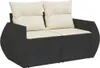 vidaXL 7-tlg. Garten-Sofagarnitur mit Kissen Schwarz Poly Produktbild-Vorschau 7