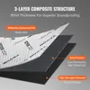 A diagram illustrating the 3-layer composite structure of soundproofing material, showing the reflective aluminum foil, butyl rubber, and high-strength adhesive layers. Produktbild-Vorschau