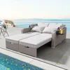 Garten-Loungesofa 2-Personen mit Sonnendach - Polyrattan Produktbild-Vorschau 8