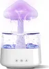A mushroom-shaped humidifier emitting purple mist. Voir les images du produit