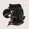A close-up view of a black car seat, highlighting its ISOFIX feature and a strap. Podgląd zdjęcia produktu